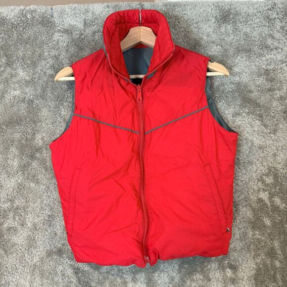 Vintage LL Bean Red Gray Reversible Nylon Down Puffer Vest S Small Women - Picture 2 of 15
